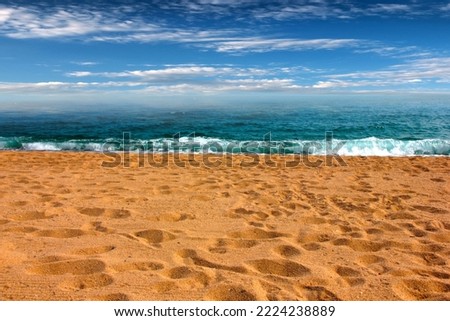 beautiful sandy beach and sunny sky