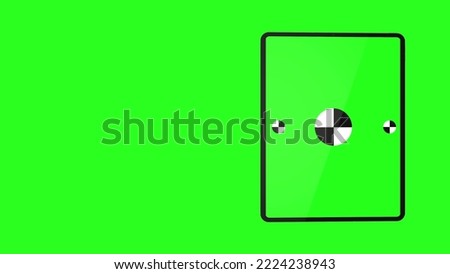 TabletPC with green screen, computer generated on green background. Touchscreen device, 3d rendering. Computer generated modern backdrop. 3D Illustration. 3D Illustration