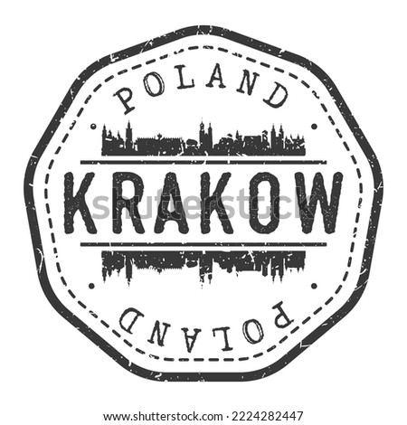 Kraków, Poland Stamp Skyline Postmark. Silhouette Postal Passport. City Round Vector Icon. Vintage Postage Design.