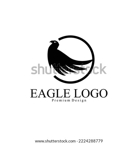 logo design template with simple eagle silhouette with circle
