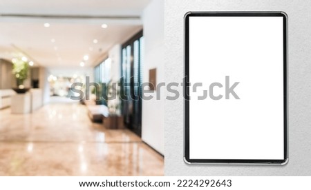 Billboard blank mock-up for your advertising and message. Abstract blur beautiful luxury hotel for background