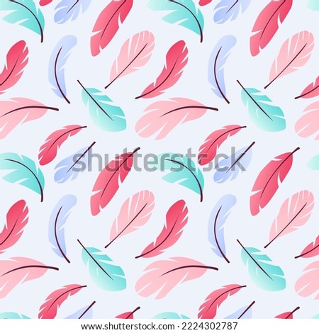Feather seamless pattern on pastel pink background. Backdrop for wallpaper, print, textile, fabric, wrapping. Vector illustration