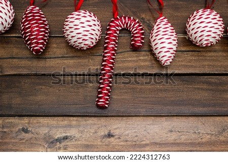 Christmas rustic background with candy cane