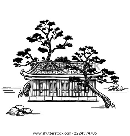Asian house vector illustration on white background