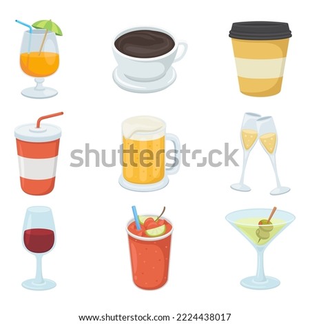 Drinks and Beverages Sign Emoji Icon Illustration. Drinking Vector Symbol Emoticon Design Clip Art Sign Comic Style.