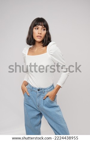 Women model in front of white background in studio Royalty-Free Stock Photo #2224438955
