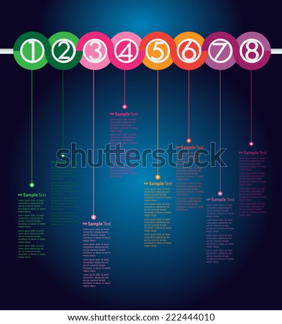colorful modern time line text box template for website computer graphic and internet, numbers. label.