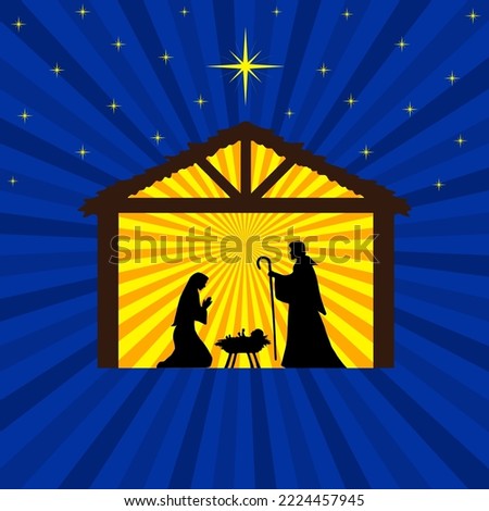 Christmas Nativity Scene. Greeting card background.