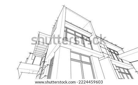 architectural sketch of a house Royalty-Free Stock Photo #2224459603