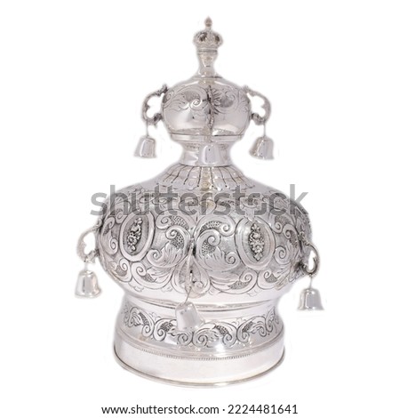 Elegant Sliver Crown for Sefer Torah Royalty-Free Stock Photo #2224481641