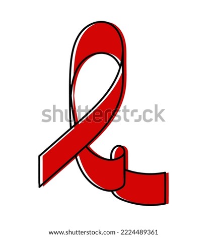 Red ribbon World AIDS Day symbol vector illustration. HIV icon. World Cancer day sign. Flat style swirl ribbon clip art element isolated on transparent background