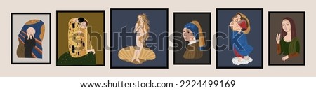 Famous paintings in vector. Exhibition of classical painting. Gallery of works of art. masterpieces of world art. Royalty-Free Stock Photo #2224499169