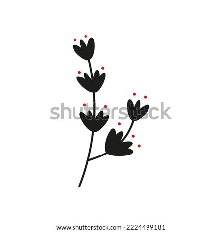 Vector illustration branch with berries. The berries in flat style isolated on white background. 
