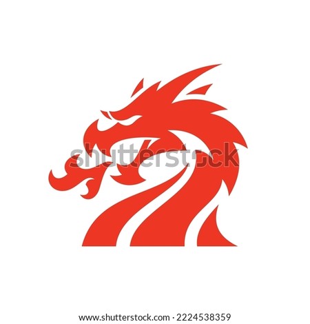 Fire breath dragon silhouette logo design, dragon head mascot logo icon