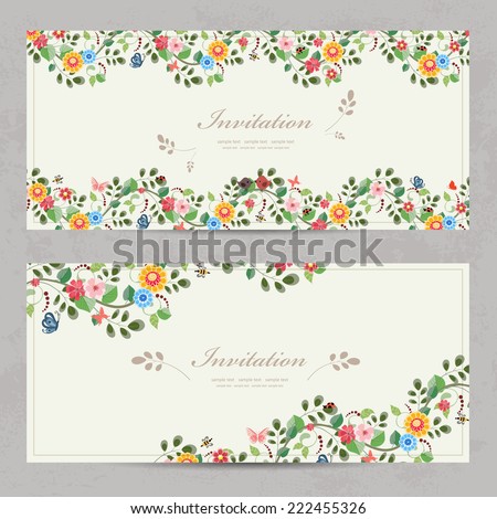 cute floral invitation cards for your design Royalty-Free Stock Photo #222455326