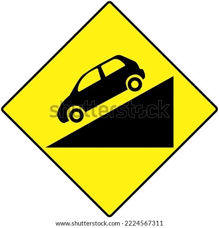 Warning Road Sign Steep descent ahead sign, Vector illustration Royalty-Free Stock Photo #2224567311