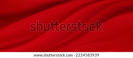 Smooth elegant red silk or satin luxury cloth texture can use as wedding background. Luxurious Christmas background or New Year background. 3d Vector illustration.