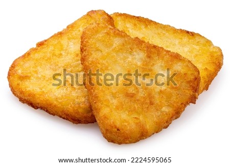 Crispy Hash Browns isolated on white background, Crispy Hash Browns on white With clipping path. Royalty-Free Stock Photo #2224595065