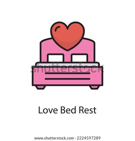 Love Bed Rest Vector Filled Outline Icon Design illustration. Love Symbol on White background EPS 10 File