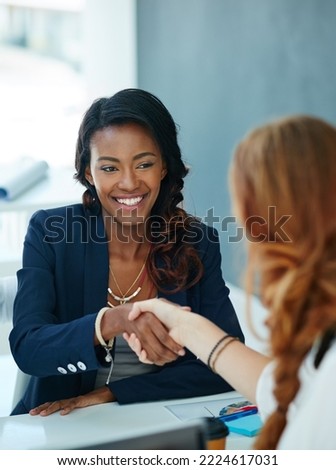Partnering with the best to be the best. Cropped shot of businesspeople shaking hands in an office. Royalty-Free Stock Photo #2224617031
