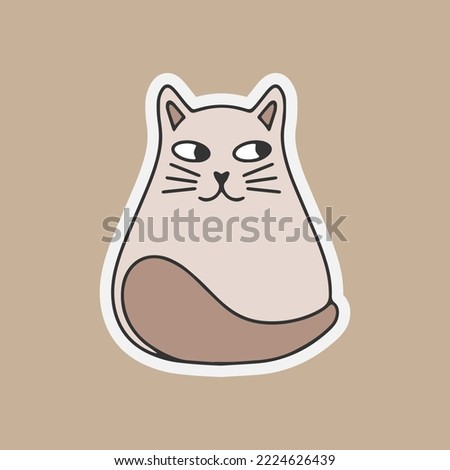 Doodle cat clip art. Hand drawn sticker. Sketch animal. Vector stock illustration. EPS 10