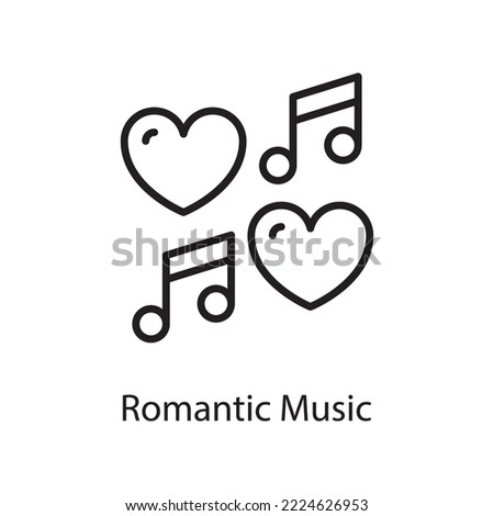 Romantic Music Vector Outline Icon Design illustration. Love Symbol on White background EPS 10 File