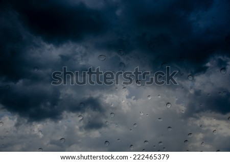 drop water withstorm cloud background