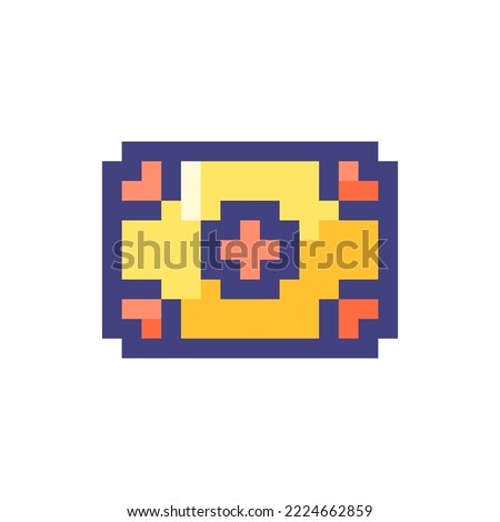 Banknote pixelated RGB color ui icon. Paper money and cash. Financial transaction. Simplistic filled 8bit graphic element. Retro style design for arcade, video game art. Editable vector isolated image