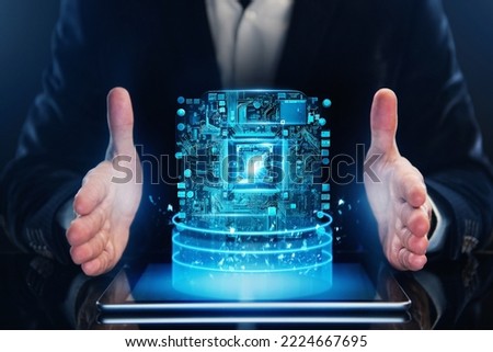 The concept of design and production of new innovative technologies. Innovative technologies in the world of microelectronics Royalty-Free Stock Photo #2224667695