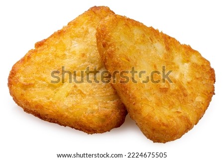 Crispy Hash Browns isolated on white background, Crispy Hash Browns on white With clipping path. Royalty-Free Stock Photo #2224675505
