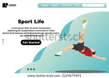 Kick volleyball landing page design vector