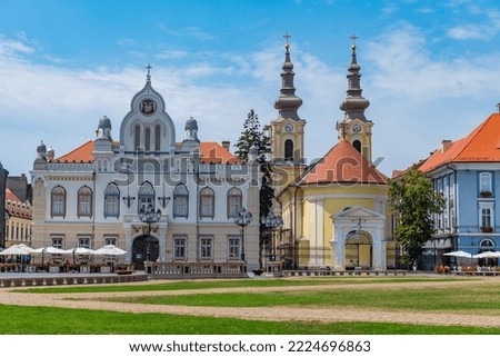 View of the union square in romanian city Timisoara Royalty-Free Stock Photo #2224696863