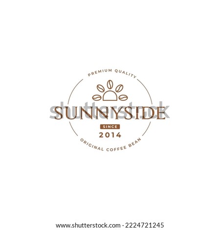 Vintage sun coffee shop logo with coffee beans. Suitable for cafe needs.