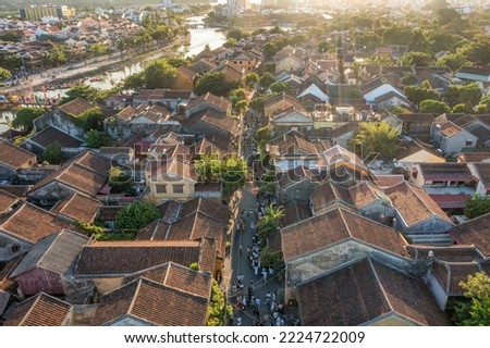 Hoi An, Vietnam :Aerial view of Hoi An ancient town, UNESCO world heritage, at Quang Nam province. Vietnam. Hoi An is one of the most popular destinations in Vietnam