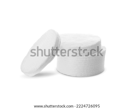 Pile of cotton pads on white background Royalty-Free Stock Photo #2224726095