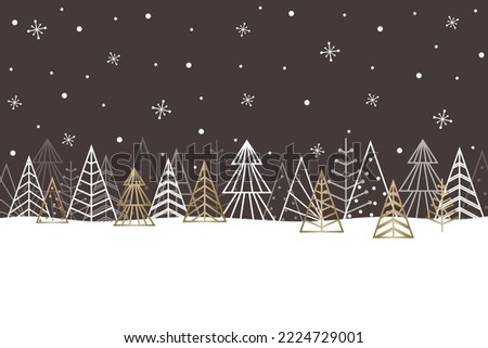 Template of Christmas card with abstract trees. Vector illustration