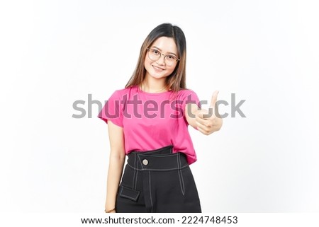 Showing Thumbs Up Sign Of Beautiful Asian Woman Isolated On White Background