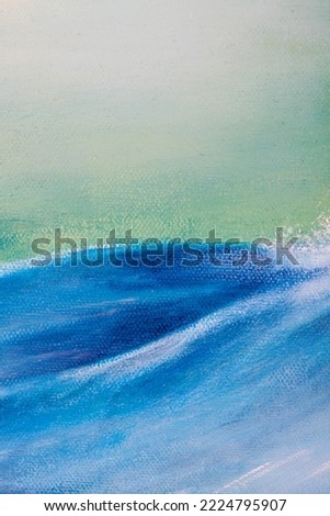  Original oil painting showing waves in ocean or sea on canvas details. Modern impressionism, modernism, marinism.