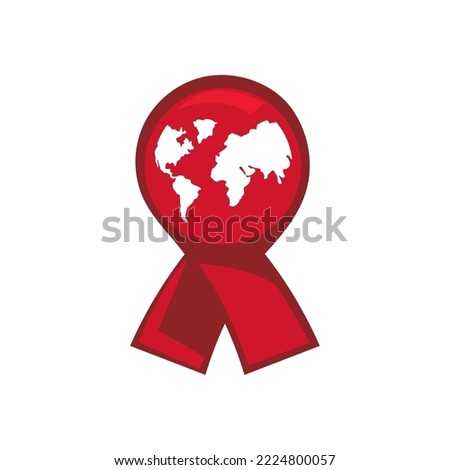 red aids ribbon design over white