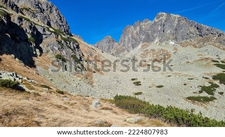 Unusual Polish Tatra Mountains in autumn on a sunny day, place for soul