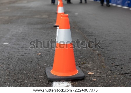 Traffic separation signal cones. Road chips.