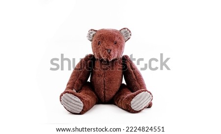 Brown teddy bear doll sitting isolated on white background,teddy bear doll