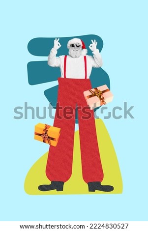 Creative photo 3d collage artwork poster postcard picture of funny funky man red pants costume enjoy event isolated on painting background