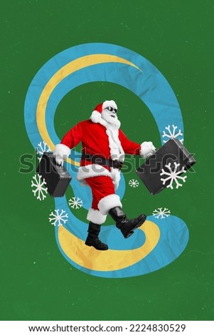 Creative photo 3d collage artwork poster postcard picture of cartoon person carry baggage go event festive isolated on painting background