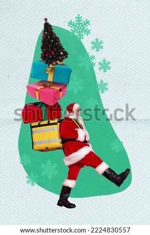 Creative photo 3d collage artwork poster postcard picture of man character carry deliver pile stack order isolated on painting background