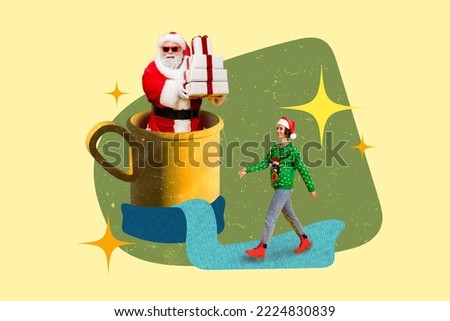 Creative photo 3d collage artwork poster postcard picture of two person people eve new year night isolated on painting background