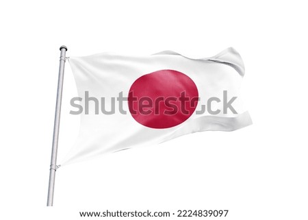 Waving Flag of Japan in White Background. Japan Flag on pole for Independence day. The symbol of the state on wavy fabric.