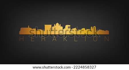 Heraklion, Greece Gold Skyline City Silhouette Vector. Golden Design Luxury Style Icon Symbols. Travel and Tourism Famous Buildings. Royalty-Free Stock Photo #2224858327