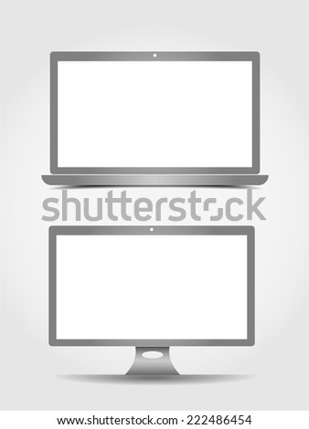 Computer monitor on white,vector illustration 
