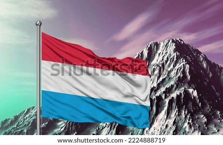Luxembourg national flag cloth fabric waving on beautiful background.